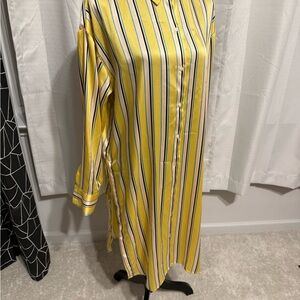 Yellow Striped Shirt Dress